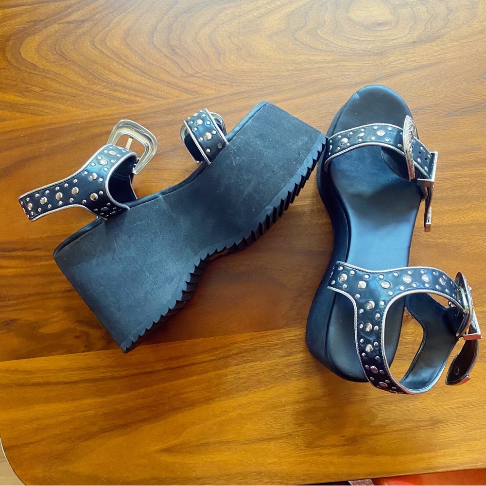 Dolls Kill ~ Club Exx Studded Black Platform Sandals
